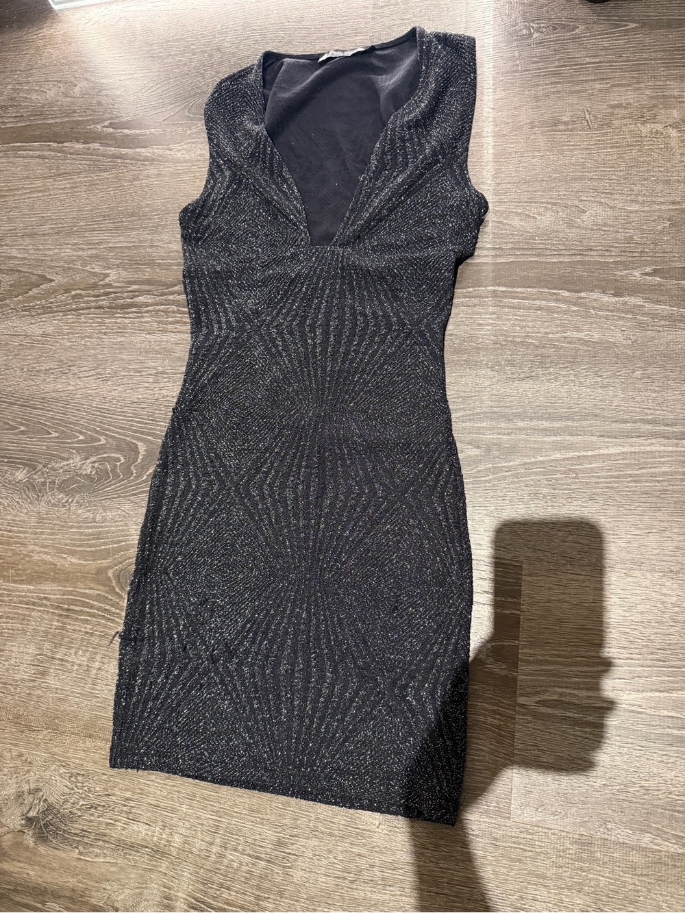 Black Sparkle V-Neck Bodycon Dress